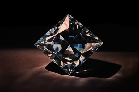a close-up of a sparkling diamond on black velvet, created with generative aiの素材