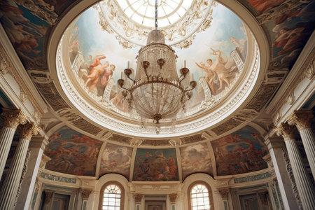 classic dome ceiling with intricate frescoes, created with generative aiの素材