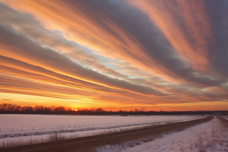 rare roll clouds extending across the horizon, created with generative aiの素材