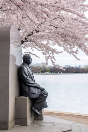 tidal basin and martin luther king jr memorial, created with generative aiの素材
