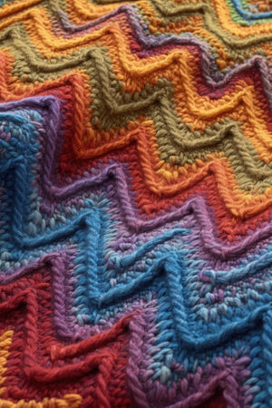 detailed shot of knitted wool fabric, created with generative aiの素材
