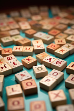 thank you message spelled out in scrabble tiles, created with generative aiの素材