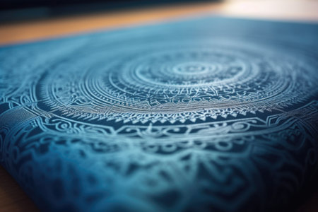 close-up of intricate yoga mat pattern, with a blurred background, created with generative aiの素材