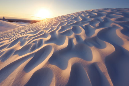 sunlit snowdrifts creating beautiful patterns, created with generative aiの素材