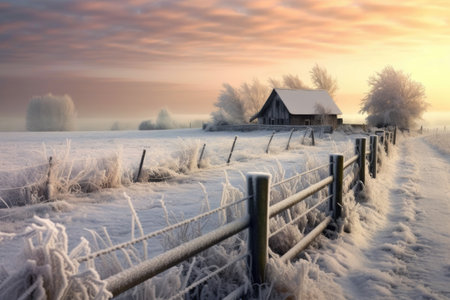 close-up of snowflakes on a frosted window, created with generative aiの素材