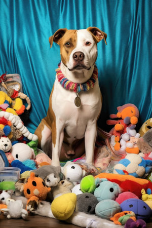 pet toys and supplies donated to an animal shelter, created with generative aiの素材