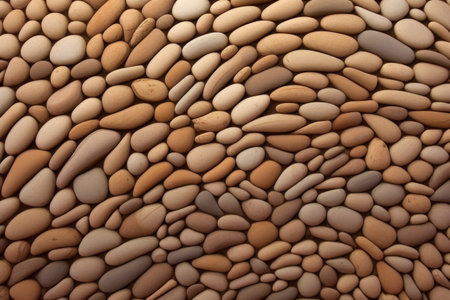 abstract pattern of stones on raked sand surface, created with generative aiの素材