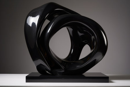 all-black sculpture with hints of light in the curves and edges, created with generative aiの素材