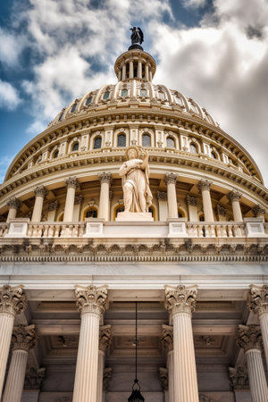 close-up of the us capitol building dome, created with generative aiの素材