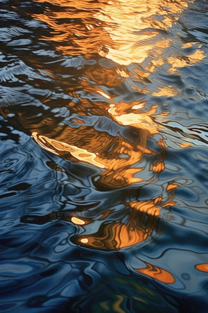 rippling water surface reflecting light, created with generative aiの素材