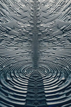 water ripples forming a mesmerizing, symmetrical pattern, created with generative aiの素材