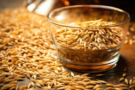 barley grains used in whisky production process, created with generative aiの素材