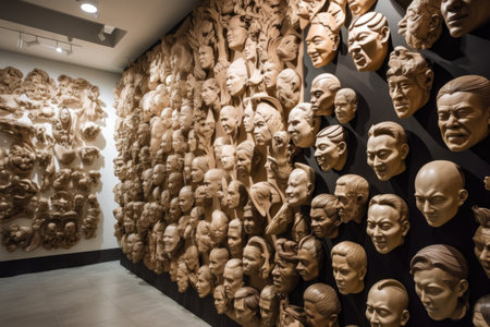 person, in meditative pose, surrounded by unique sculptures, created with generative aiの素材