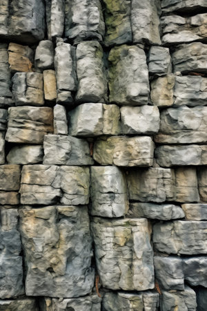 close-up of a rough, stone wall texture, created with generative aiの素材