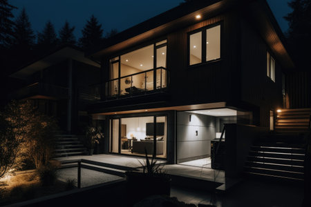 smart home with voice-activated lighting, music, and temperature controls, created with generative aiの素材