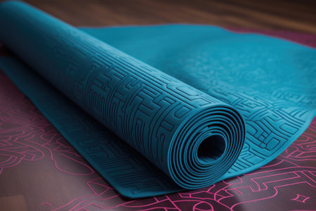 yoga mat with maze-like pattern for extra challenge and added focus, created with generative aiの素材