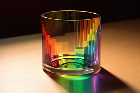 light refracting through a glass object creating a rainbow spectrum, created with generative aiの素材