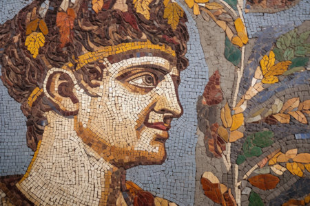 vibrant colored roman mosaic found in italy, created with generative aiの素材