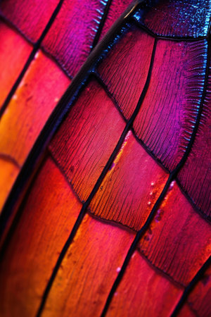 extreme close-up of a vibrant butterfly wing, created with generative aiの素材