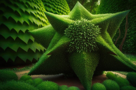 topiary in the shape of a star, surrounded by greenery, created with generative aiの素材