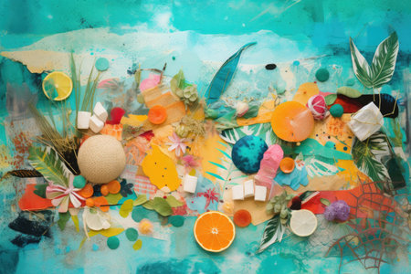 a vibrant collage of images and textures inspired by summer, created with generative aiの素材