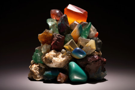 pile of gemstones in natural state, created with generative aiの素材