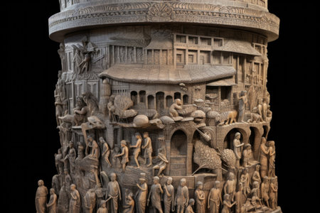trajans column with detailed bas-reliefs, created with generative aiの素材