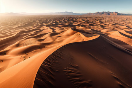 striking aerial shot of a desert with sand dunes, created with generative aiの素材