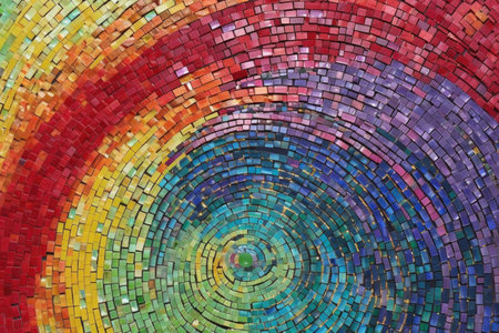 colorful glass mosaic with a rainbow spectrum design, created with generative aiの素材