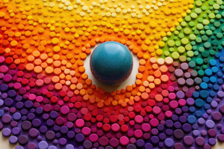 rainbow-colored candies arranged in a creative design, created with generative aiの素材