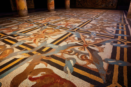 detailed close-up of an ancient roman mosaic floor, created with generative aiの素材