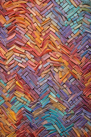 close-up of colorful mosaic tiles on a wall, created with generative aiの素材