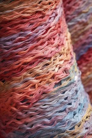 close-up of woven fabric threads in natural light, created with generative aiの素材