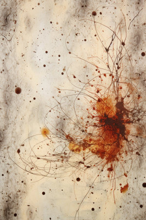 grunge paper texture with coffee stains and ink splatter, created with generative aiの素材