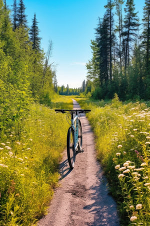 bicycle on a scenic outdoor trail, created with generative aiの素材