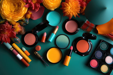 colorful mix of products for a bold and daring look, created with generative aiの素材