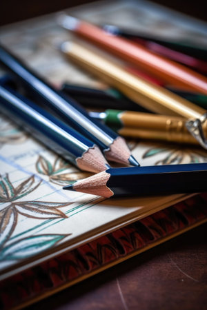 close-up of a teachers planner and pen, created with generative aiの素材