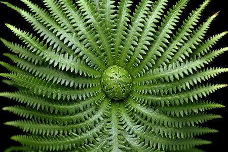 fractal patterns in a fern unfolding its leaves, created with generative aiの素材