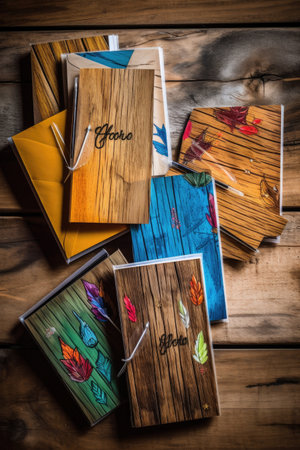 handwritten thank you notes on a wooden background, created with generative aiの素材