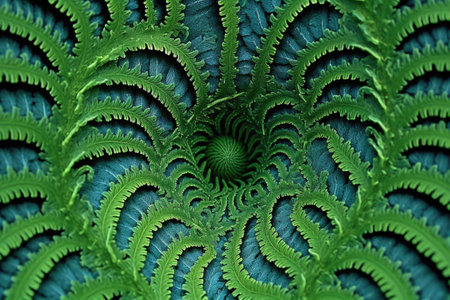 fractal patterns in nature, close-up of fern, created with generative aiの素材
