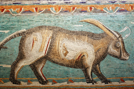 mosaic of an exotic animal, symbol of roman conquest, created with generative aiの素材