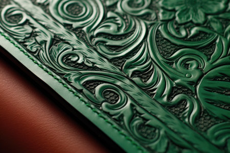 detailed view of saddle embossing design, created with generative aiの素材