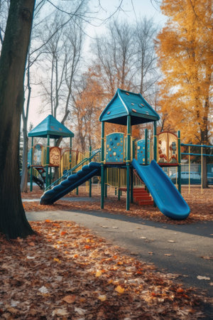 a well-maintained playground in a local park, created with generative aiの素材