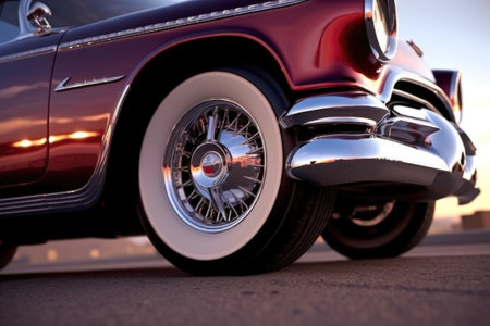 classic cars shiny chrome wheels and tires, created with generative aiの素材