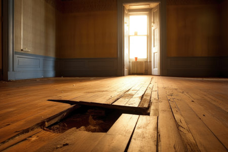 saw through old floorboard, created with generative aiの素材