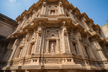 constructed of fine stone, intricately carved detail on a historic building, created with generative aiの素材