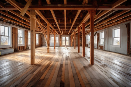 reinforcing floor with supporting joist, created with generative aiの素材