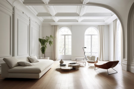 architectural details in a spacious, minimal room, created with generative aiの素材