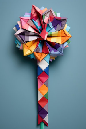 check mark made from colorful origami paper, created with generative aiの素材