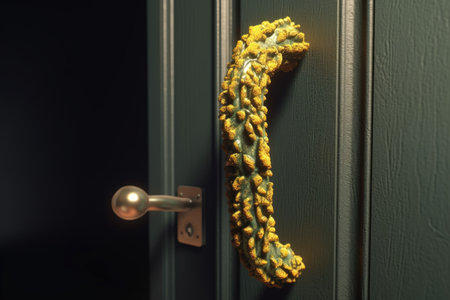 3d render of bacteria crawling on a door handle, created with generative aiの素材